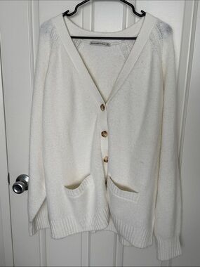 Abercrombie & Fitch white Button-Front Pocket Cardigan